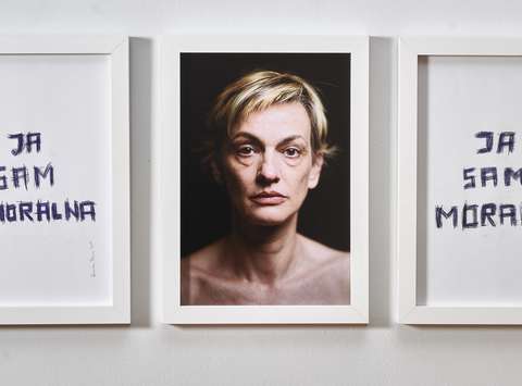 S Hannah Arendt sem se pogovarjala o moralni filozofiji, mešana tehnika (triptih), 2017