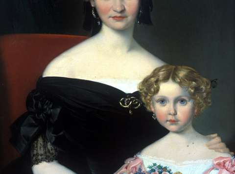 Mihael Stroj (1803-1871): Žena dr. Maderja s hčerko