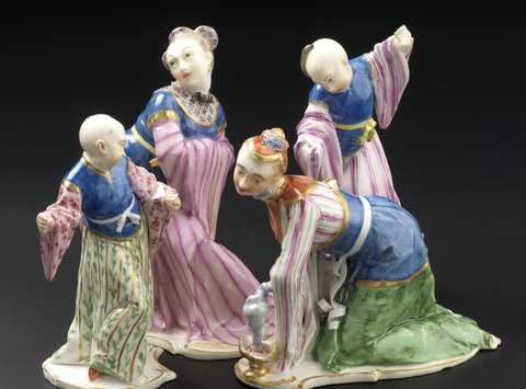 Chinoiserie figurines at the peak of European porcelain design