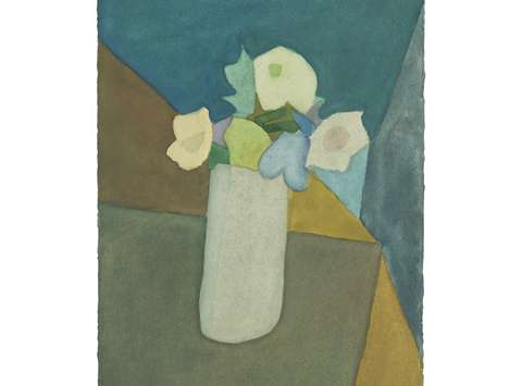 Milan Rijavec: Still Life with Flowers, 1989, watercolour and tempera on paper