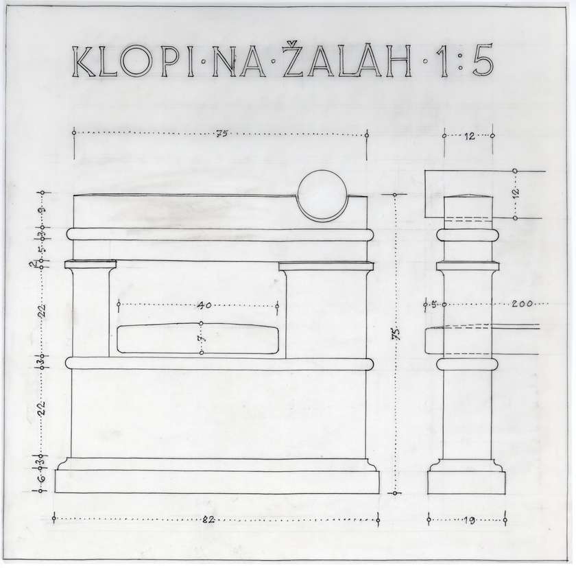 Vlasto Kopač, Načrt klopi na Žalah, 1940