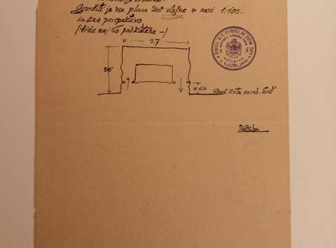 Izvirni Plečnikov zapis o opisom diplomske naloge za Aleksandra Deva, 1927