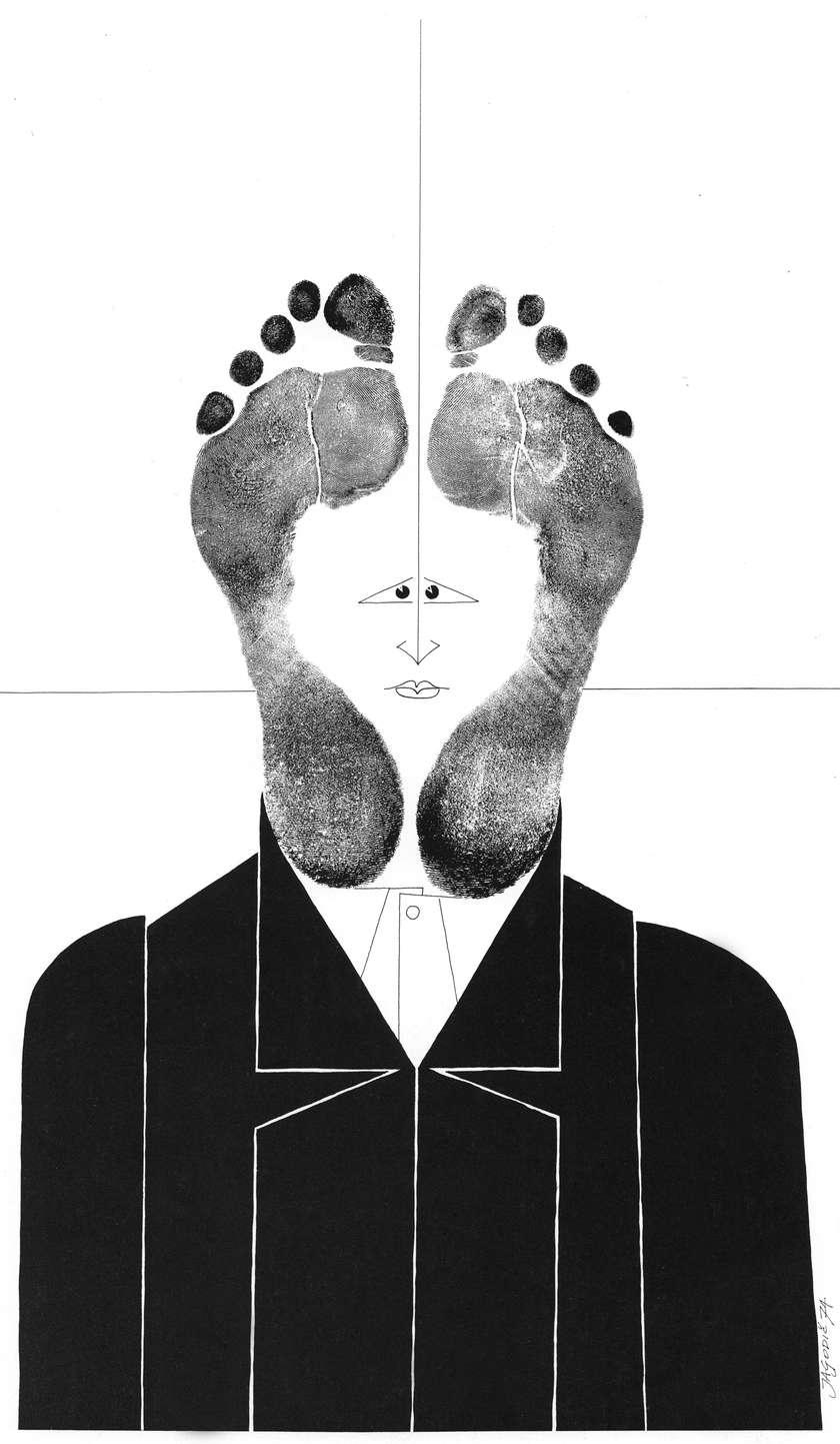 Avtoportret, bodygraf-tuš, 1974.