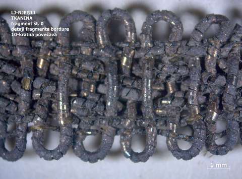 Mikroskopski posnetek tkanine vitezovega oblačila