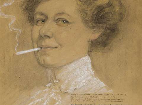 Stephanie Glax, Avtoportret s cigareto, okoli 1908