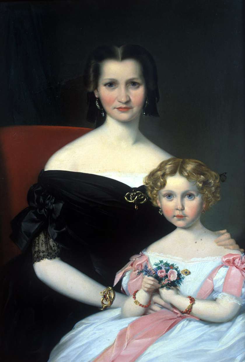 Mihael Stroj (1803-1871): Žena dr. Maderja s hčerko