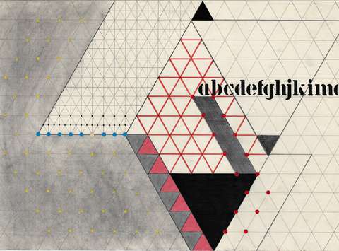 Abeceda v prostoru / Alphabet in Space, 1978, kolaž / collage, 50 x 35,5 cm