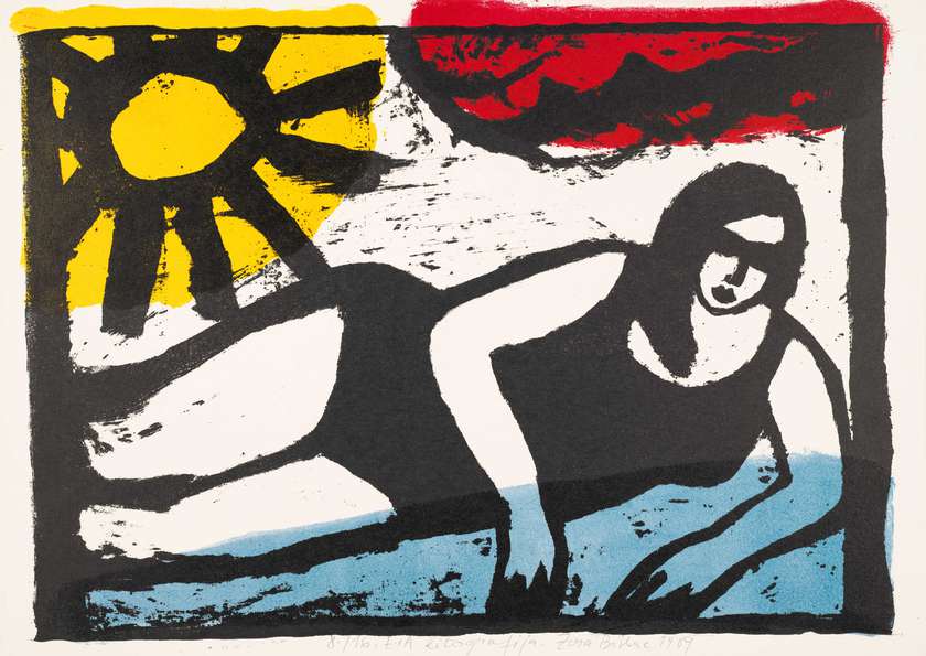 Zora Stančič, Iz mape litografij, 1989, barvna litografija na papirju; zbirka Mestnega muzeja Ljubljana