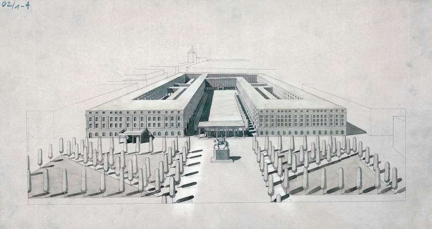 Jože Plečnik: Južni trg z Aleksandrovimi propilejami, 1937