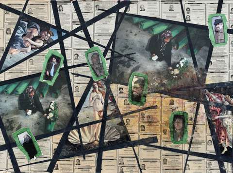 Živko Kladnik, Srebrenica, 2016, collage, 61,5 x 91,5 cm