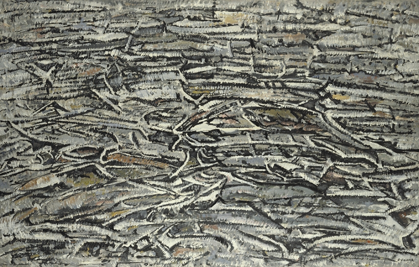 Oton Gliha, Súhi zidôvi XIX 60, 1960, olje platno, 127.5 x 201.5 cm